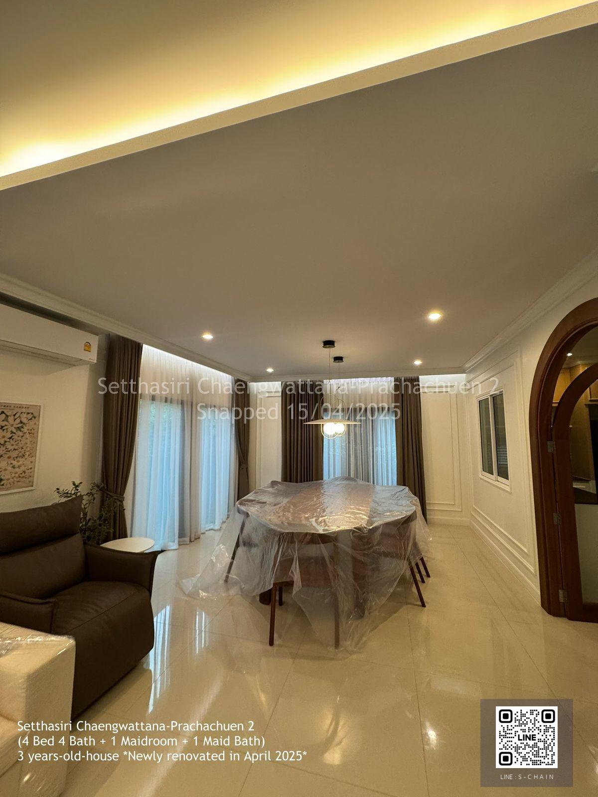 ✨HOME FOR RENT 🏡🔥เศรษฐสิริ แจ้งวัฒนะ-ประชาชื่น 2  บ้านใหม่ 2 ชั้น พึ่ง renovate ใหม่ เนื้อที่ 74.49 ตร.ว เดินทางสะดวกใกล้ทางพิเศษศรีรัช #LV-MO1722