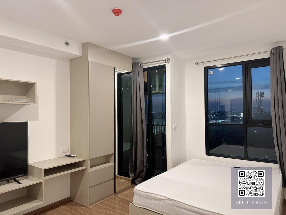 🚩🎉FOR RENT>> The Origin Ram 209 Interchange>> ขนาด 23 ตร.ม  ชั้น 8 ห้องกั้น วิวรถไฟฟ้า 🚝 ติด BTS สายสีชมพู และ สีส้ม เฟอร์นิเจอร์ครบ #LV-MO1258